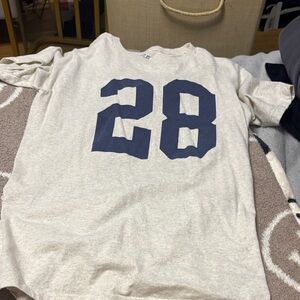 Brandy Melville Cream Tee with Navy Print